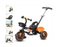 Elegant Lite Kids Tricycle with Push Bar - Bright Orange for Fun Safety