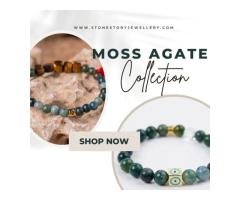 Moss Agate Bracelet - Balance, Growth, Calm Stone Story