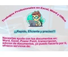 Se realizan trabajos en word, excel, power point y photoshop