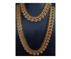 Antique Kasu Coin Combo Necklace Set with Earrings - 2
