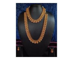 Antique Kasu Coin Combo Necklace Set with Earrings - 4