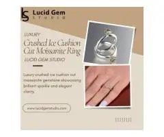 Luxury Crushed Ice Cushion Cut Moissanite Ring Lucid Gem Studio