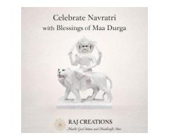 Beautiful White Marble Maa Durga Statue Perfect for Navratri