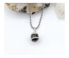 Tourmalated Quartz Sphere Crystal Necklace in Silver