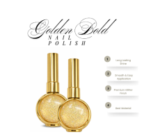 Golden glitter nail polish