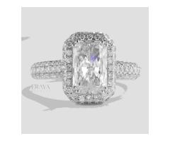 Hidden Halo Lab Diamond Ring Minimalist Lab Grown Diamond Engagement Ring Rose Gold Hidden Halo Ring - 2