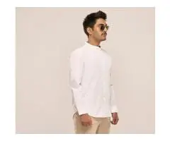 Cotton Poplin Mandarin Shirt