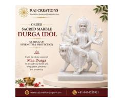 Handcrafted White Durga Marble Idol from Jaipur
