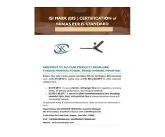 BIS ISI CERTIFICATION OF FANS