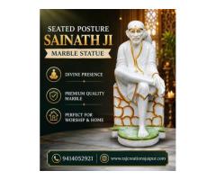 Seated Posture Sainath Ji Marble Statue for Worship Place and Home