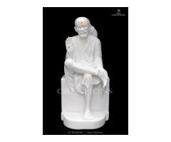 Seated Posture Sainath Ji Marble Statue for Worship Place and Home - 2