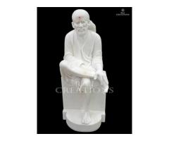 Seated Posture Sainath Ji Marble Statue for Worship Place and Home - 3