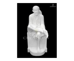 Seated Posture Sainath Ji Marble Statue for Worship Place and Home - 5