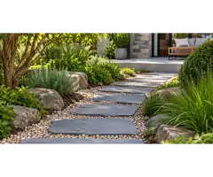 Bluestone Stepping Stones for a Simple Garden Walkway