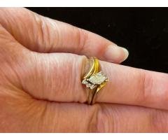 10k yellow gold 1/2 carat diamond wedding ring set - 2