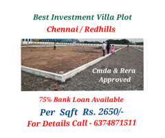 Redhills Cmda Rera Approved Land Sale Direct owner Bank Loan Available Call - 6374871511