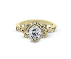 SIMON G - TR656 Vintage Explorer Collection Yellow Gold Round Cut Engagement Ring